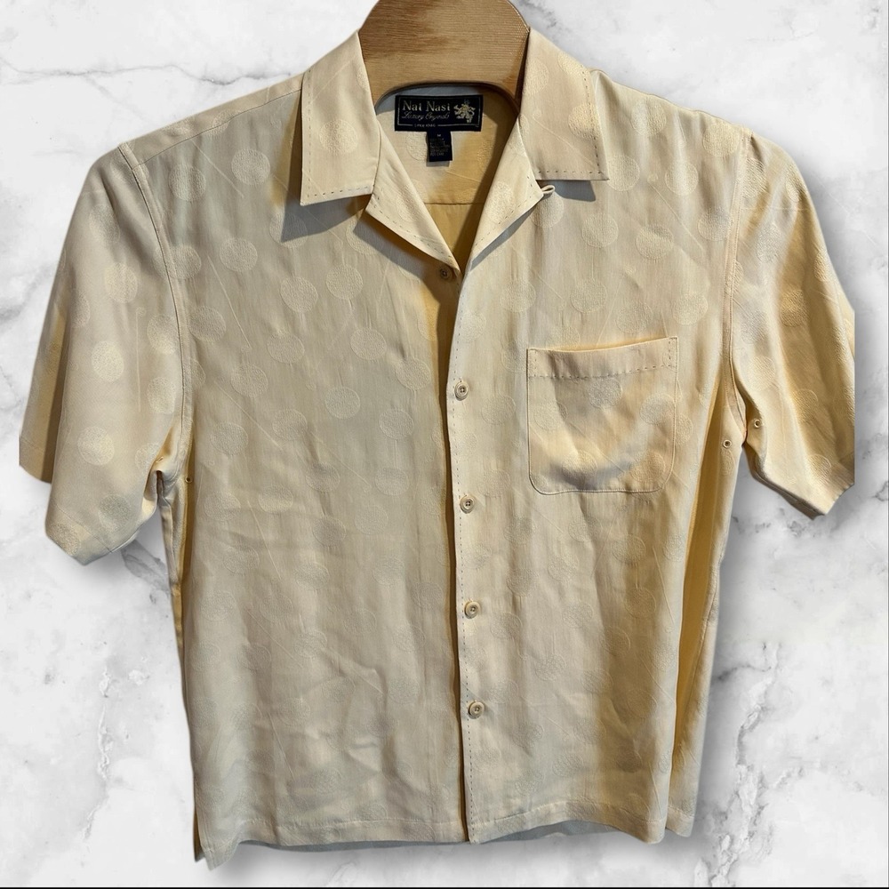 Nat Nast 100% Silk Limited Edition "Triple Threat" Golf Short Sleeve Silk M - Picture 2 of 6